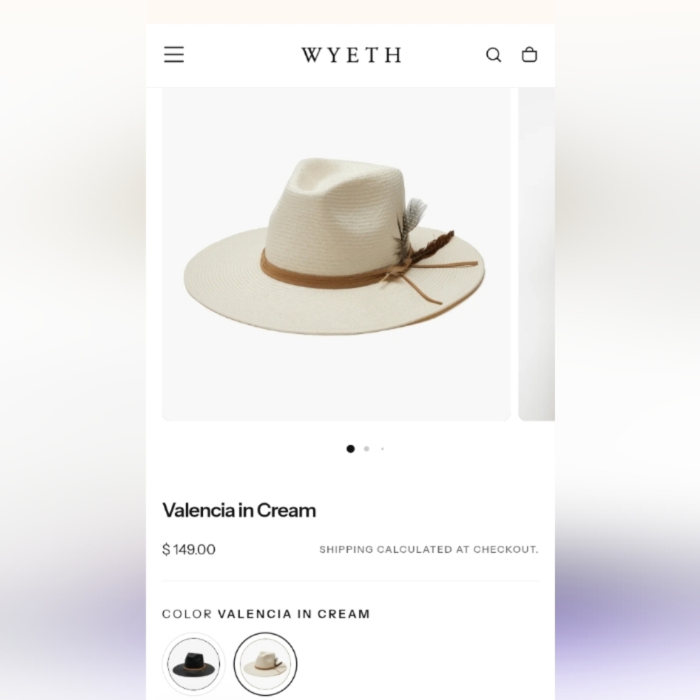 NWT Wyeth Valencia Hat in Cream